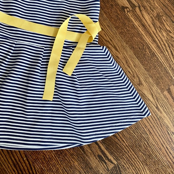 Gymboree Dress (Dark Blue/White Stripe) & Yellow Waist Tie (10YR) - Picture 2 of 6